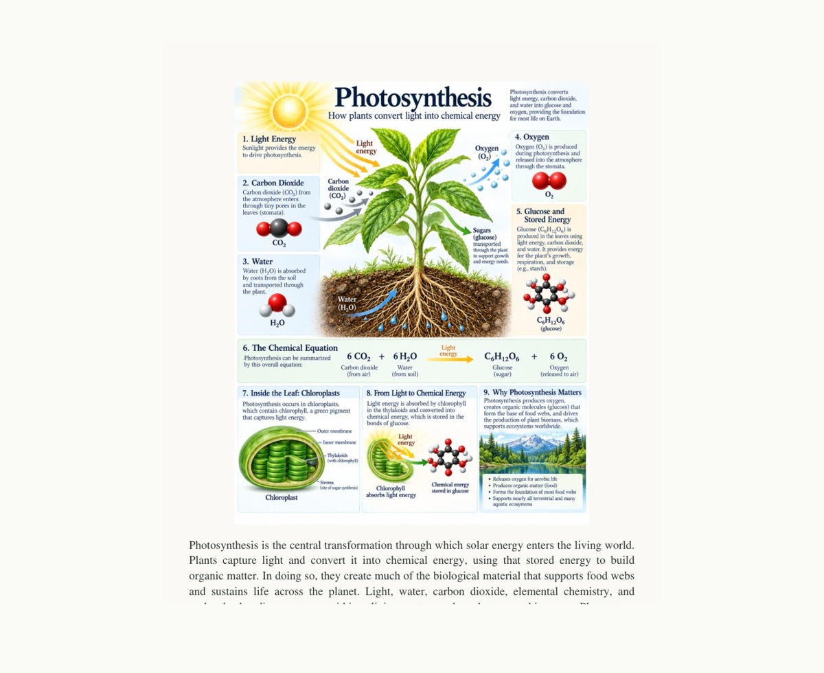 Photosynthesis visual learning plate